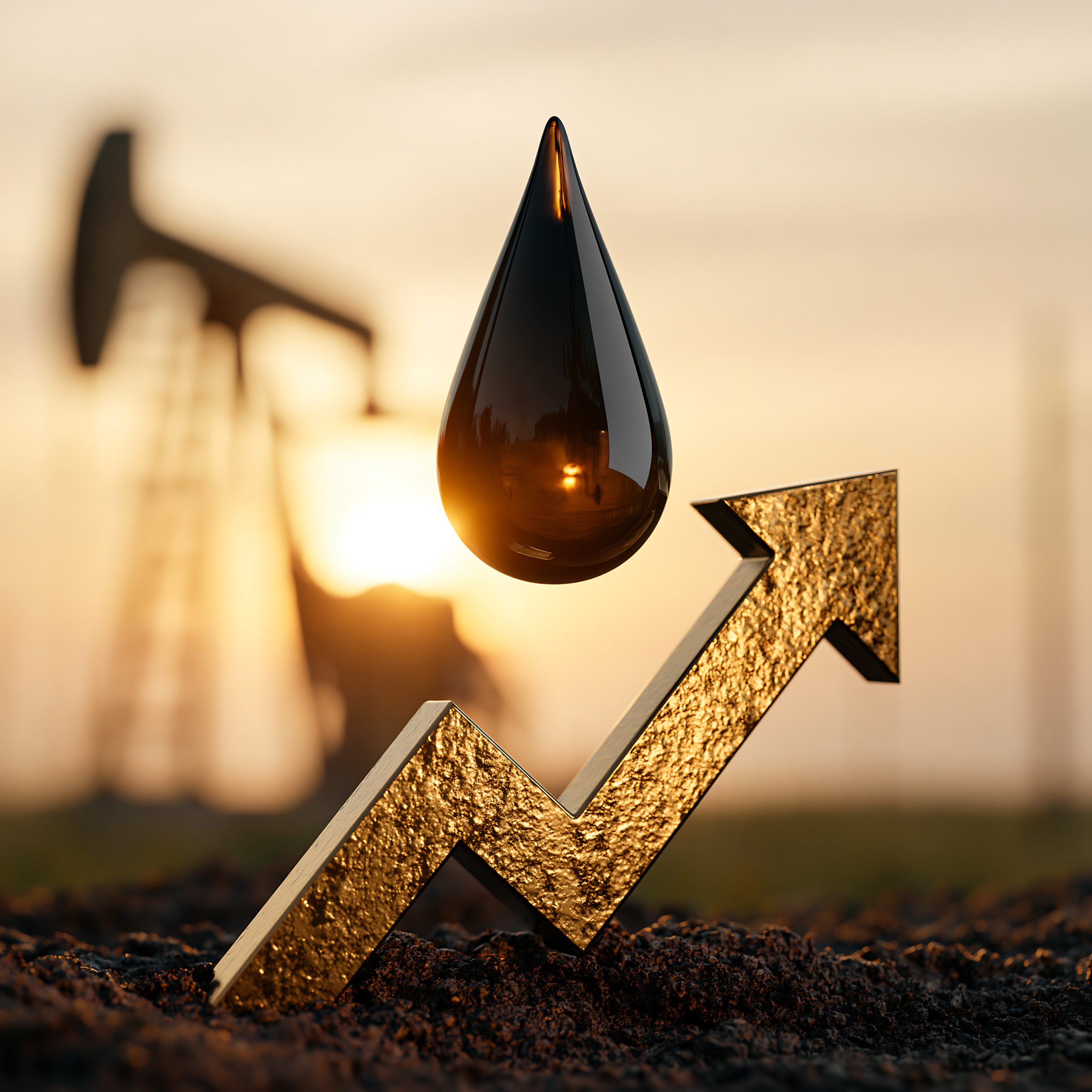 oil-drop-golden-arrow-rising-oil-field